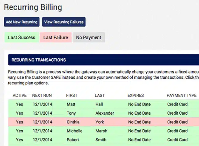 agms recurring billing