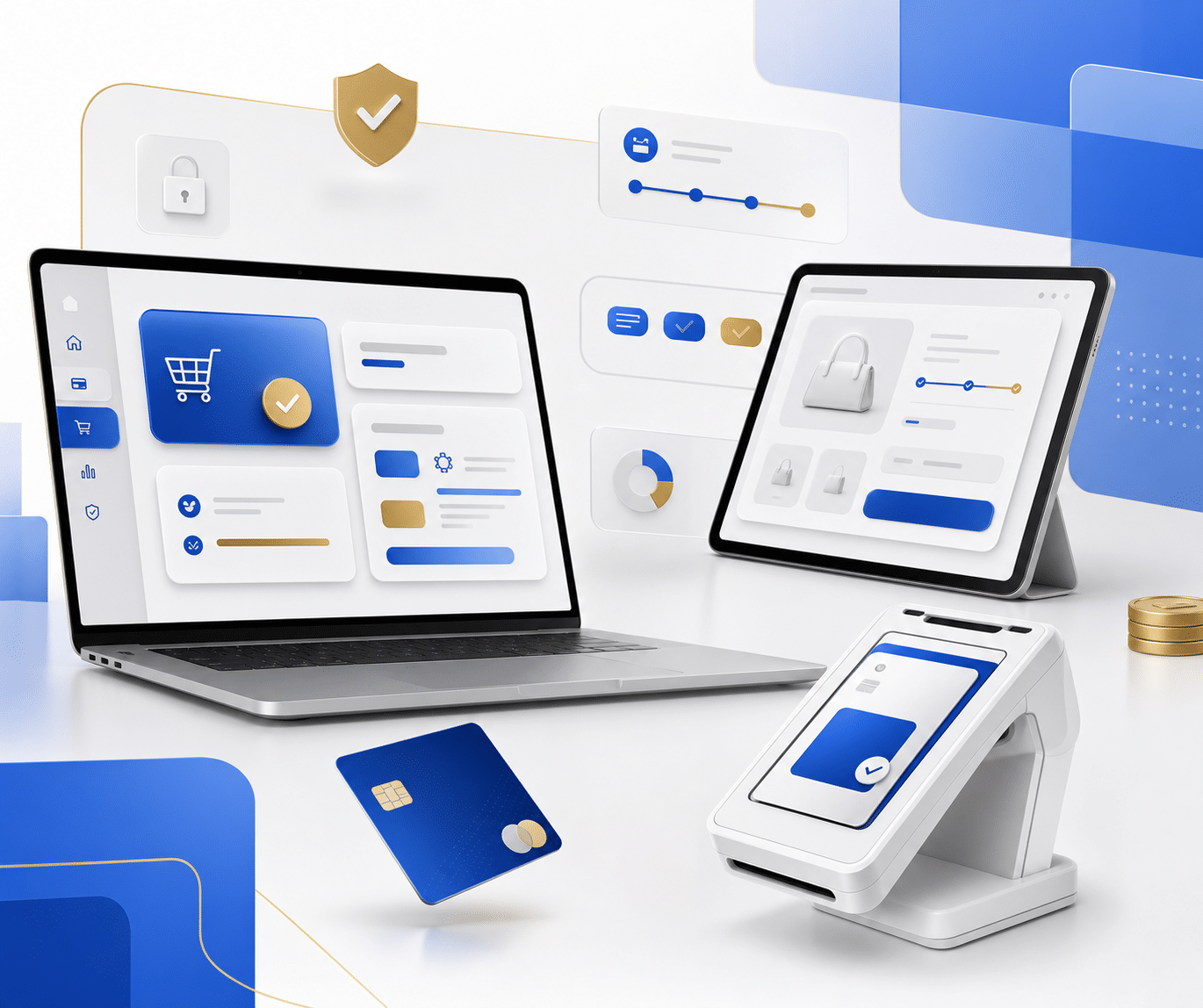 AGMS-style ecommerce and payment processing hero graphic for Shopify stores