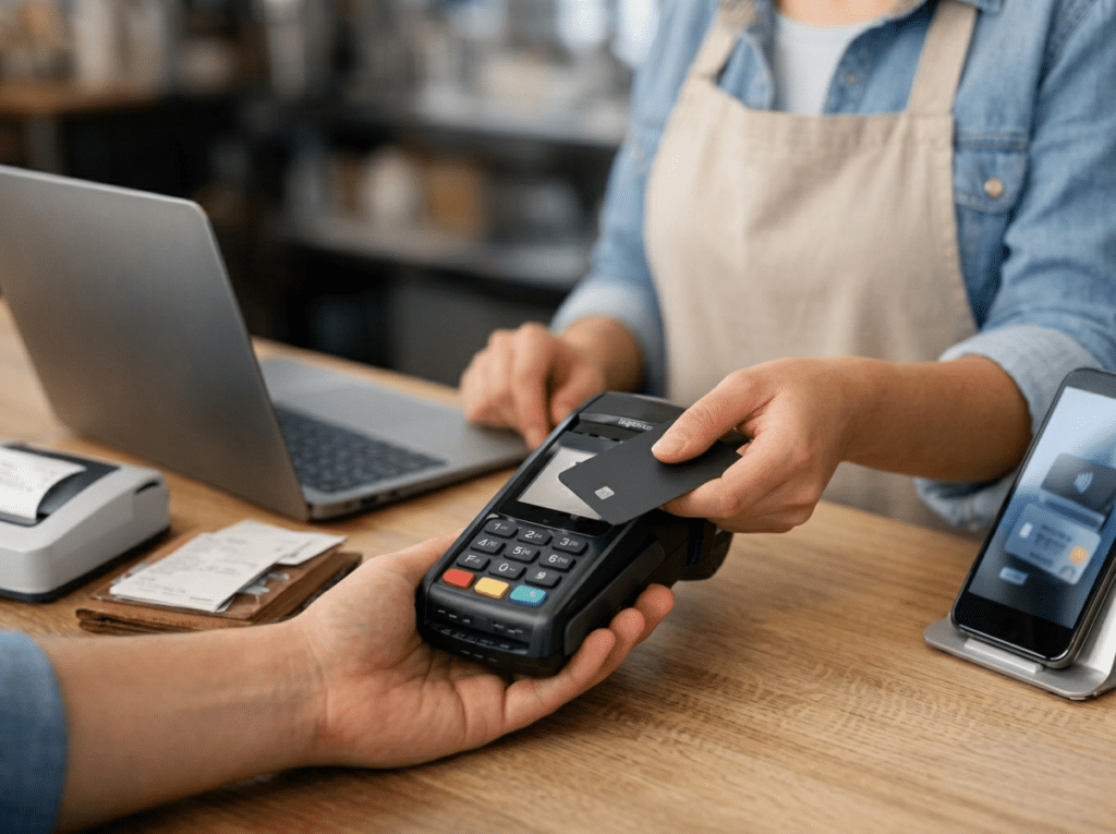 Modern credit card processing terminal for seamless business payments.